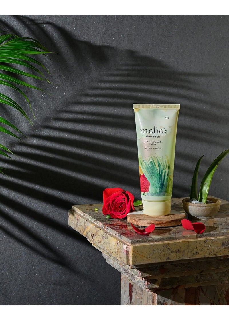 moha Aloe Vera Gel Enriched With Rose and Cucumber For Face and Skin  Pure and Natural Face Gel Helps in Healing of Skin 200Gm Pack of 1 - Image 3