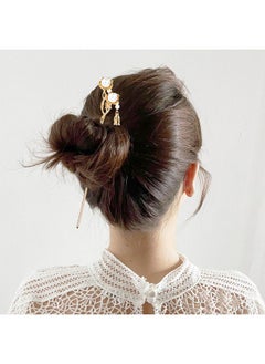 Cinaci Cinaci 10 Pieces Decorative Vintage Retro Pearl Gold Metal Hair Sticks Pins with Pendants Chinese Hanfu Asian Flower Butterfly Hair Chopsticks Hair Bun Updo Holders Long Hairpins for Women Girls  - Image 3