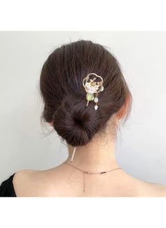 Cinaci Cinaci 10 Pieces Decorative Vintage Retro Pearl Gold Metal Hair Sticks Pins with Pendants Chinese Hanfu Asian Flower Butterfly Hair Chopsticks Hair Bun Updo Holders Long Hairpins for Women Girls  - Image 2