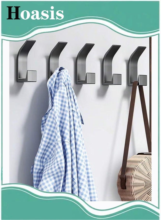 Hoasis 5 Pack Coat Hooks Wall Mount - Heavy Duty Hat Hangers, Large Wall Hooks for Mudroom Entryway Bathroom, Decorative Hook Rack for Hanging Purse, Baseball Cap, Key, Backpack, Towel, Robe (Black) - Image 1