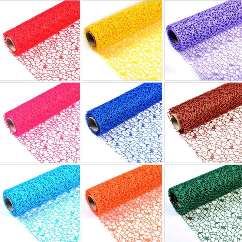 3A Featuretail 1 Roll of 12ft Length20 inch Width Mesh Ribbon Gauze RollSpider Net Fabric for DIY Craft Floral Bouquet Gift Wrapping Cake Decoration Home Party Backdrop Pink 1 Roll - Image 3