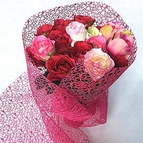 3A Featuretail 1 Roll of 12ft Length20 inch Width Mesh Ribbon Gauze RollSpider Net Fabric for DIY Craft Floral Bouquet Gift Wrapping Cake Decoration Home Party Backdrop Pink 1 Roll - Image 4