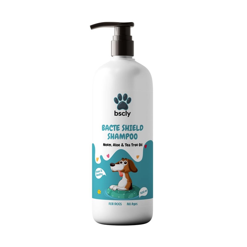 Harrods Bscly Bacte Shield Dog Shampoo 500ml | Puppy Safe Shampoo - Ticks & Fleas Prevention, Enriched with Aloe & Coconut Oil, Ph Balanced Dog Shampoo - Shampoo for Pets - Image 1
