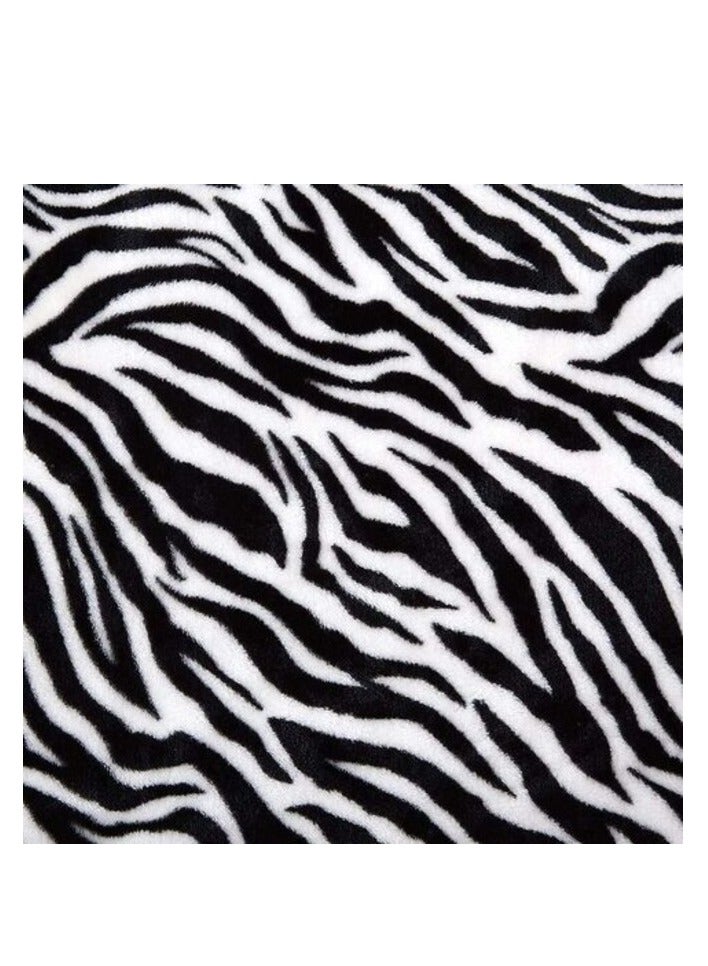 PROMASS Silky Soft Single Blanket Zebra Printed Flannel Throw Blanket For Sofa, 150X200cm, Black/White - Image 2