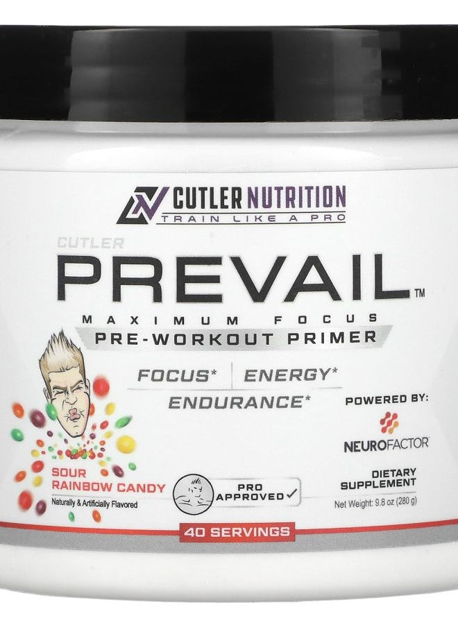 Cutler Nutrition - Prevail PreWorkout Primer Sour Rainbow Candy 9.8 oz (280 g) - Image 1