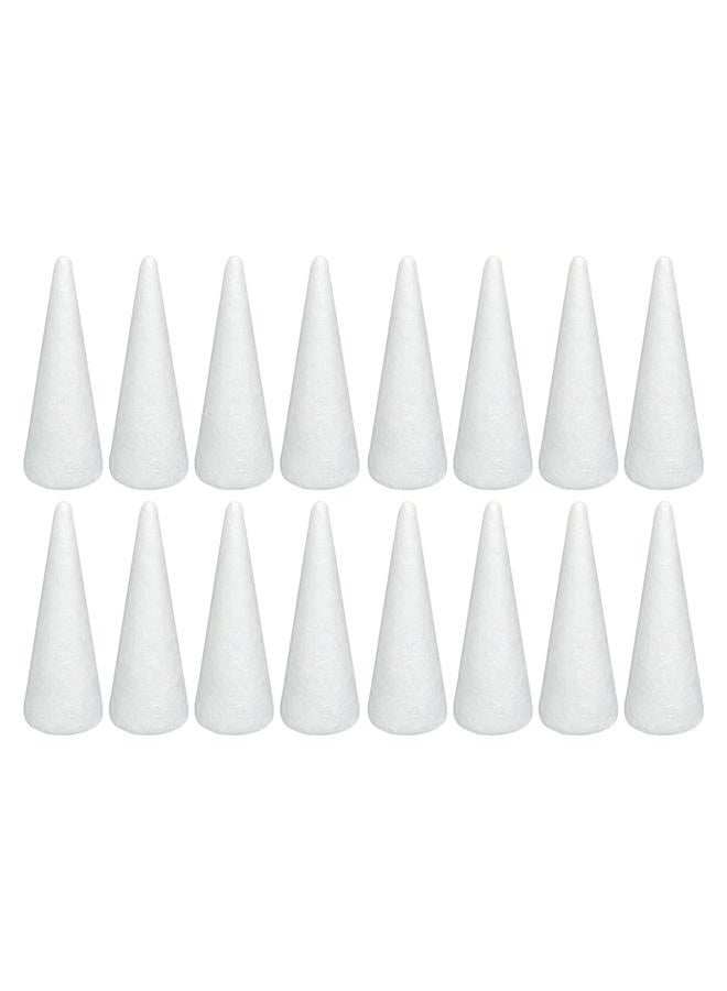 Crafjie Foam Cones for DIY Arts and Crafts (2.76 x 7.2in, 16 Pack), White Styrofoam Polystyrene Christmas Tree Foam Cones Craft Supplies, for DIY Home Craft Project, Christmas Tree, Table Centerpiece - Image 1