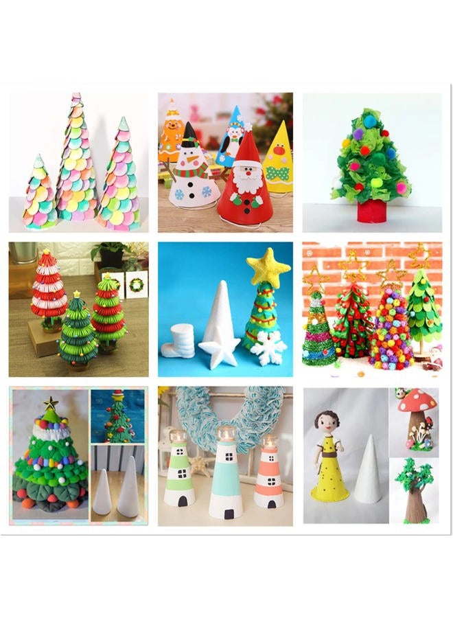 Crafjie Foam Cones for DIY Arts and Crafts (2.76 x 7.2in, 16 Pack), White Styrofoam Polystyrene Christmas Tree Foam Cones Craft Supplies, for DIY Home Craft Project, Christmas Tree, Table Centerpiece - Image 5