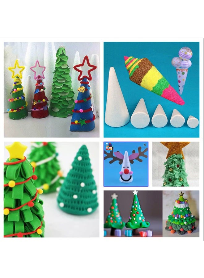 Crafjie Foam Cones for DIY Arts and Crafts (2.76 x 7.2in, 16 Pack), White Styrofoam Polystyrene Christmas Tree Foam Cones Craft Supplies, for DIY Home Craft Project, Christmas Tree, Table Centerpiece - Image 4