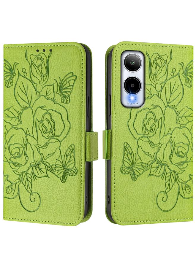 S-TOP Case For Cricket Icon 6 Embossed Rose RFID Anti-theft Leather Phone Case - Image 2
