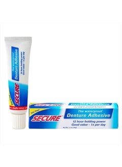 secure Waterproof Denture Adhesive - Zinc Free - Extra Strong Hold For Upper, Lower or Partials - 1.4 oz  - Image 1