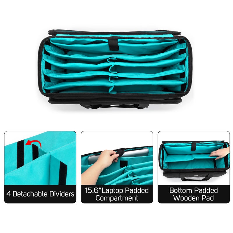 LoDrid Large Cable File Bag with Inside Padded Bottom and Detachable Dividers, DJ Bag with Multiple Pockets for 15.6” Laptop, DJ Gear, Sound Instrument, and Music Equipment, Black - Image 2