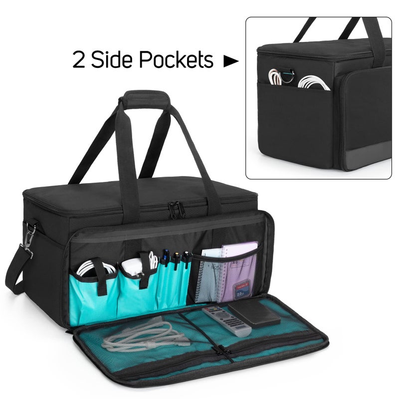 LoDrid Large Cable File Bag with Inside Padded Bottom and Detachable Dividers, DJ Bag with Multiple Pockets for 15.6” Laptop, DJ Gear, Sound Instrument, and Music Equipment, Black - Image 3