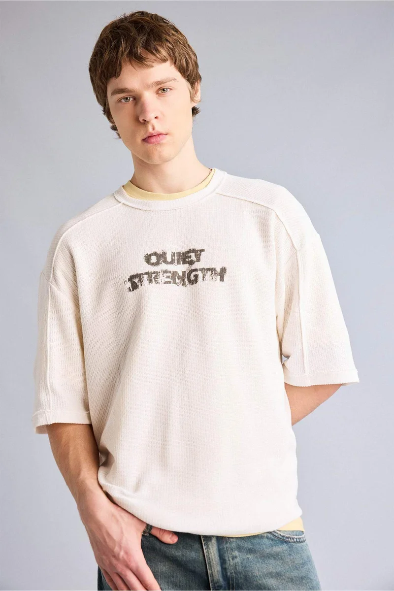 ديفاكتو Cotton Boxy Fit Printed T-Shirt