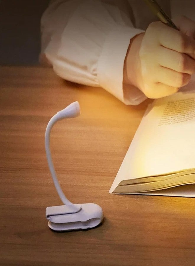 NYRWANA Book Light, Portable LED Reading Light with Clip, 3 Lighting Modes, Mini Book Lamp for Night Reading, Study & Travel (White) - Image 2