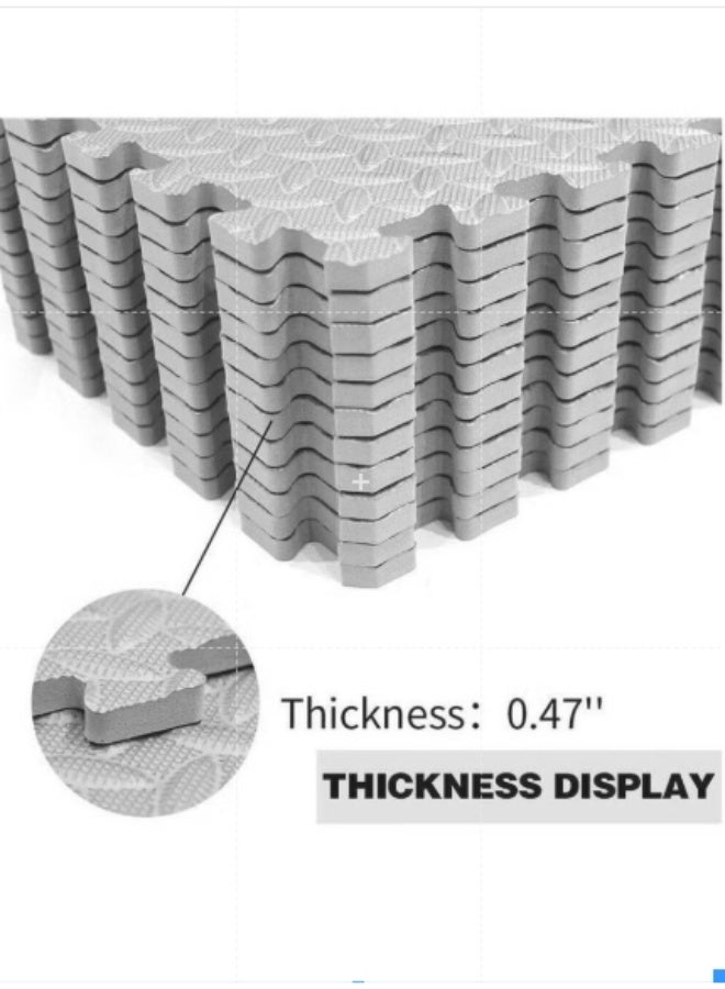أنمي حصائر التمارين الرياضية عبوة من 12 ， حصائر إسفنجية بأبعاد 12 × 12 - حصائر إسفنجية EVA مع بلاط أرضيات متشابك - وسادات أرضية للتمارين الرياضية للمنزل ومعدات اللياقة البدنية (رمادي) - Image 2