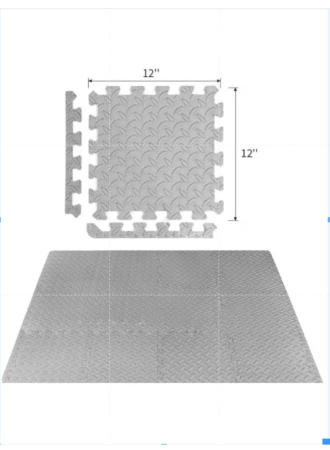 أنمي حصائر التمارين الرياضية عبوة من 12 ， حصائر إسفنجية بأبعاد 12 × 12 - حصائر إسفنجية EVA مع بلاط أرضيات متشابك - وسادات أرضية للتمارين الرياضية للمنزل ومعدات اللياقة البدنية (رمادي) - Image 1