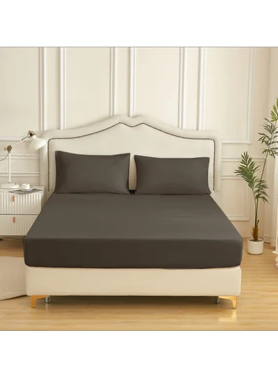 Donetella Bedding Fitted Sheet - Fits 200x200 Cm For Super King Bed - 3 Pcs (1 Fitted Sheet and 2 Pillowcases) - 35 Cm Deep Pocket - Solid Bed Sheet