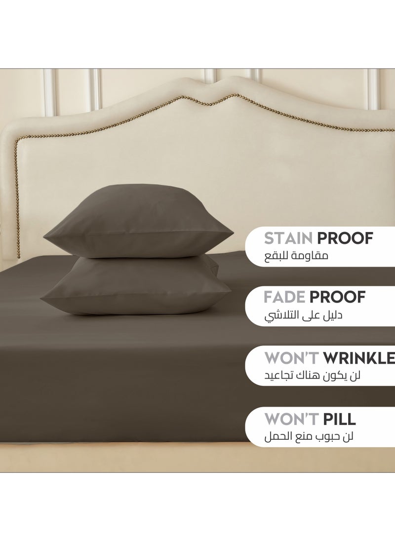Donetella Bedding Fitted Sheet - Fits 200x200 Cm For Super King Bed - 3 Pcs (1 Fitted Sheet and 2 Pillowcases) - 35 Cm Deep Pocket - Solid Bed Sheet  - Image 4