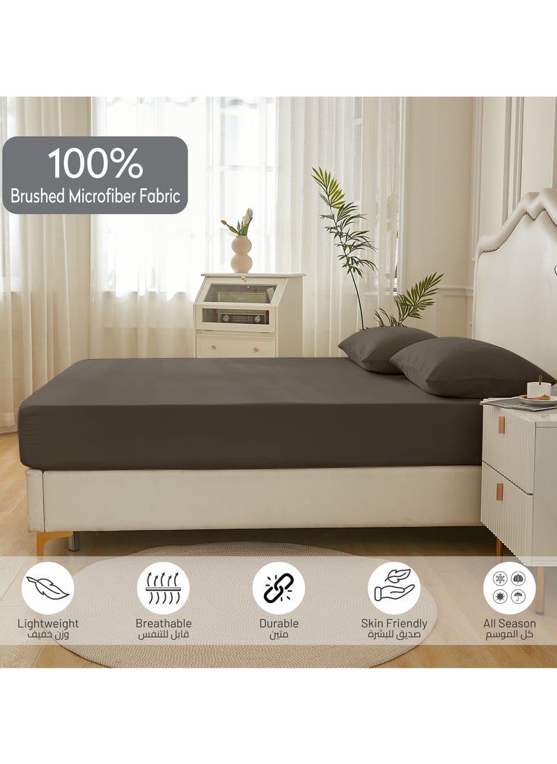 Donetella Bedding Fitted Sheet - Fits 200x200 Cm For Super King Bed - 3 Pcs (1 Fitted Sheet and 2 Pillowcases) - 35 Cm Deep Pocket - Solid Bed Sheet  - Image 5
