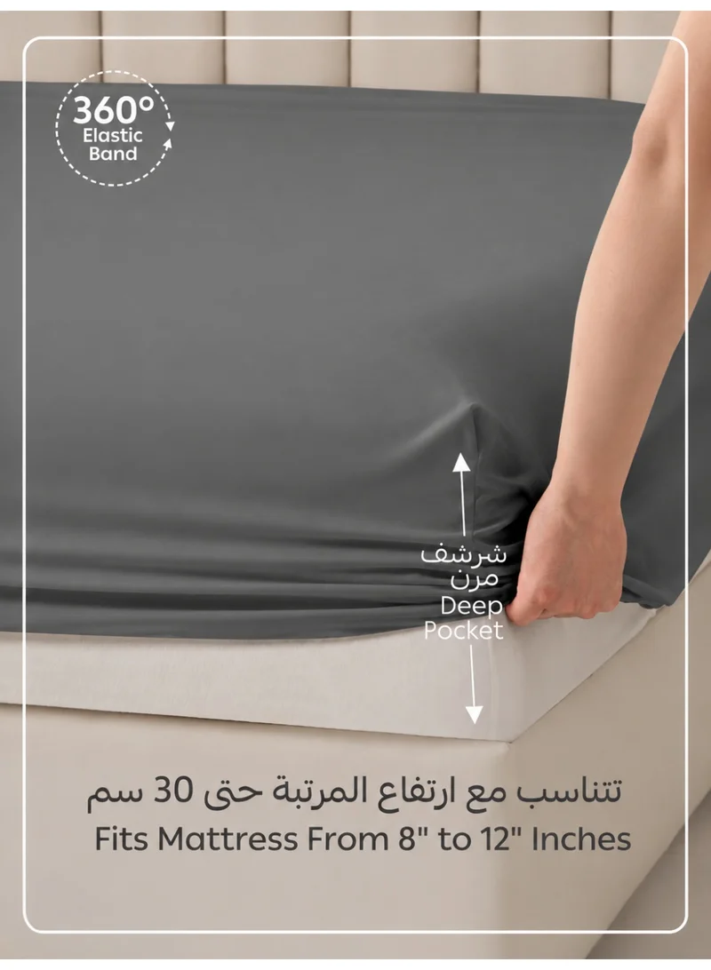 Donetella SUPER KING (200x200cm) Bedding Fitted Sheet - Fits 200x200 Cm For Super King Bed - 3 Pcs (1 Fitted Sheet and 2 Pillowcases) - 35 Cm Deep Pocket - Solid Bed Sheet  | Best Price UAE