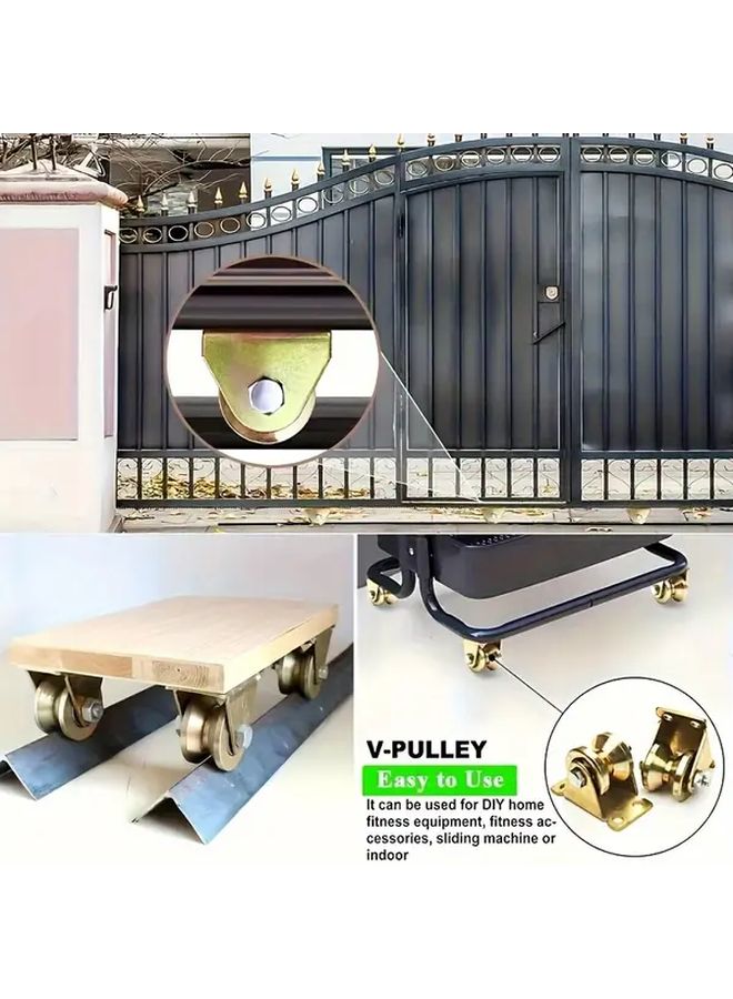 Steel V Groove Pulley System 4pcs Heavy Duty Load Bearing Frame Anti Wear - Image 4