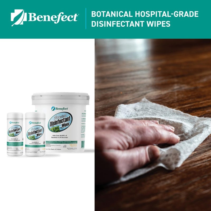 Benefect Botanical Disinfecting Wipes - (90 Wipe Count) Natural, No Residue - Antibacterial Disinfectant, Multi-Surface Cleaning and Sanitizing Wipes - Image 1