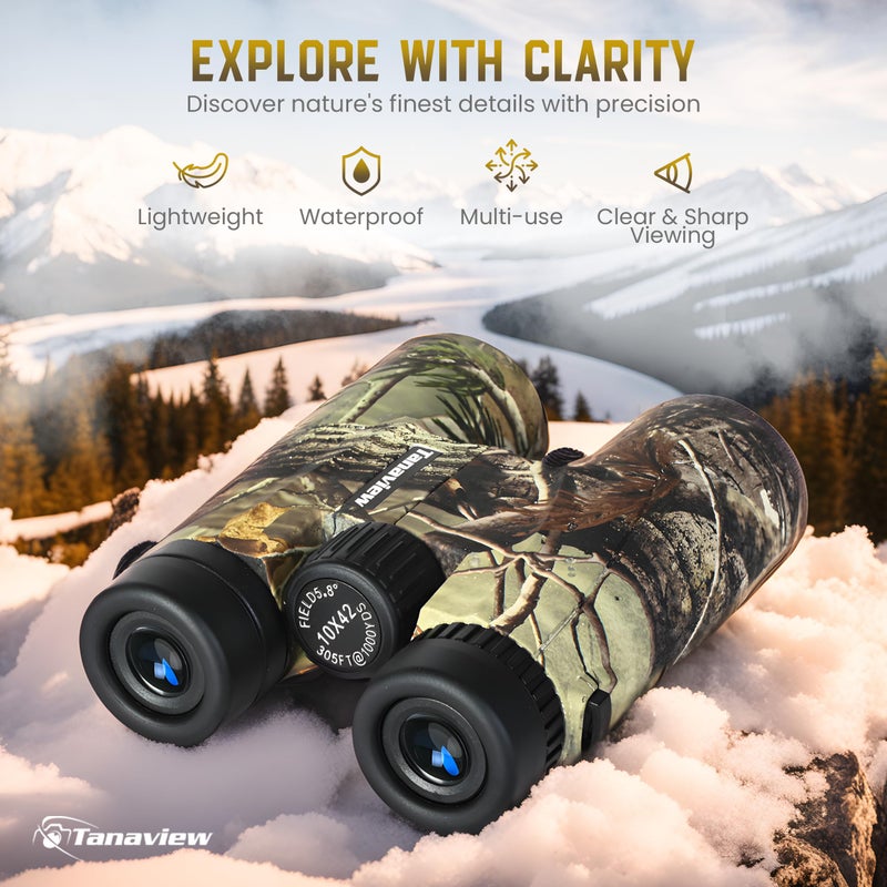 Tanaview 10X42 Compact Binoculars for Adults - Long Distance, High Powered Binoculars with Travel Case - Extra Bright Light & Large Field of View - Lightweight, Water & Fog Proof, Hunting, Bird Watching - Image 2