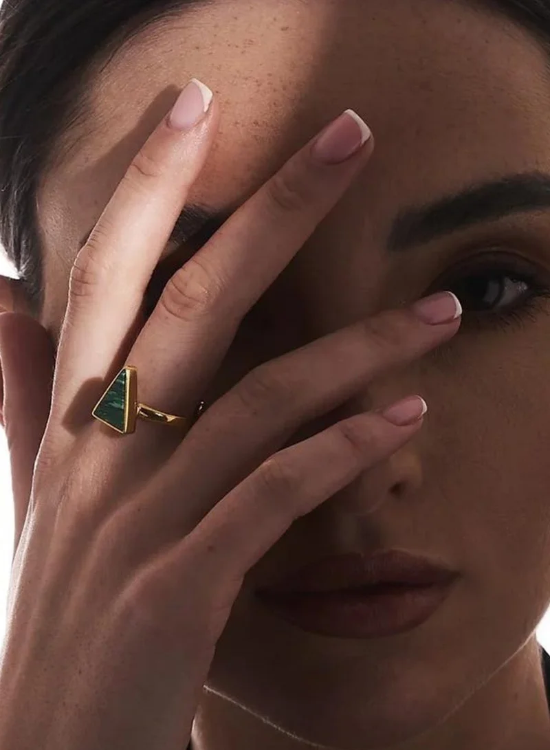 Hzmer Jewellery Bliss Malachite Ring in Gold plated Sterling Silver