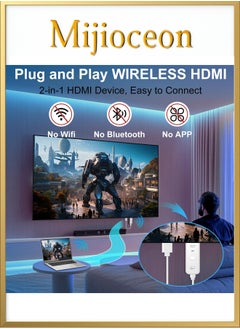 Mijioceon Wireless HDMI Transmitter and Receiver 2-in-1, 4K Decode 1080P Output Wireless HDMI, 2.4G&5G Display Adapter Plug & Play, Portable Streaming Video and Audio to Monitor from PC/DV/HDTV/Projector/TV Box  - Image 2