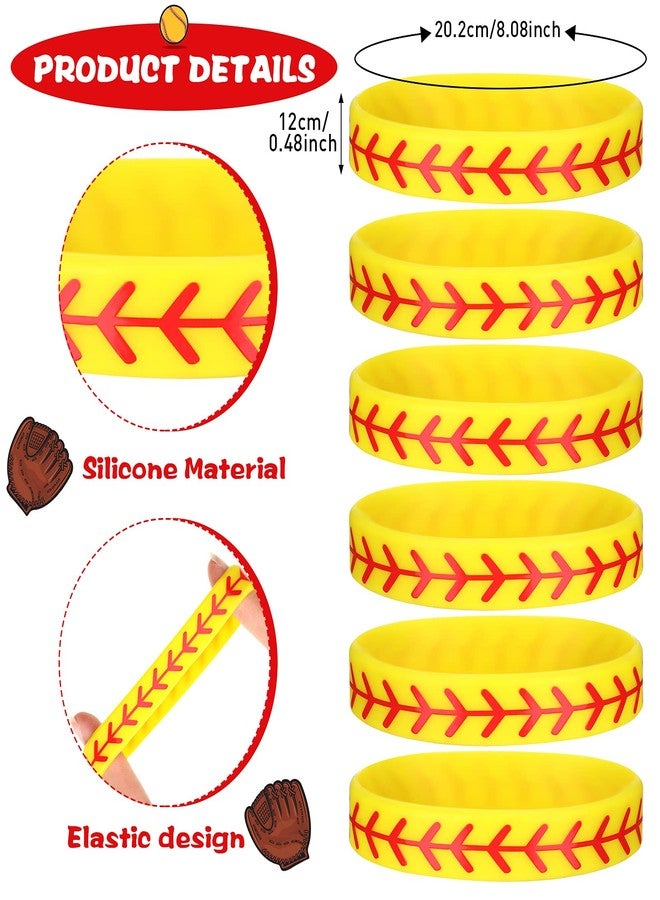Dingion 48 Pieces Softball Accessories Set Includes 24 Softball Bracelets Wristband Silicone Bracelet 24 Hair Ties Sports Elastic Headband for Player and Teams - Image 2