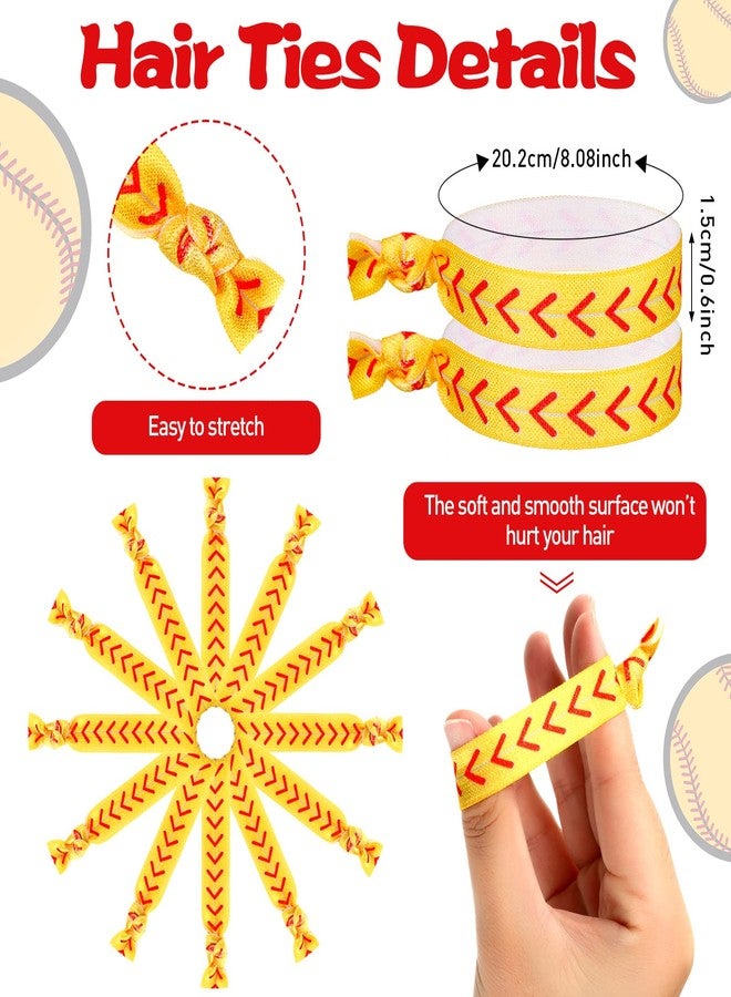 Dingion 48 Pieces Softball Accessories Set Includes 24 Softball Bracelets Wristband Silicone Bracelet 24 Hair Ties Sports Elastic Headband for Player and Teams - Image 3
