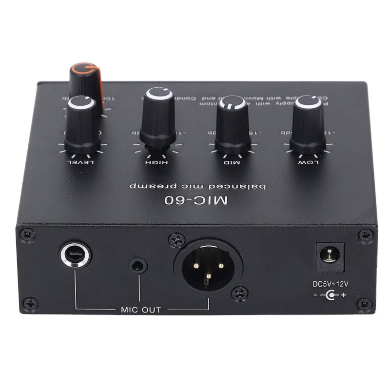 Microphone Preamplifier 3.5mm 6.5mm XLR Interface 60dB Gain Dynamic Condenser Mic Amp DC 5 12V 48V Phantom Power - Image 5