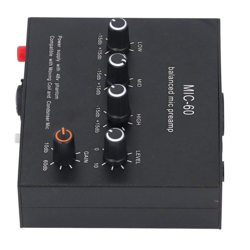 Microphone Preamplifier 3.5mm 6.5mm XLR Interface 60dB Gain Dynamic Condenser Mic Amp DC 5 12V 48V Phantom Power - Image 3