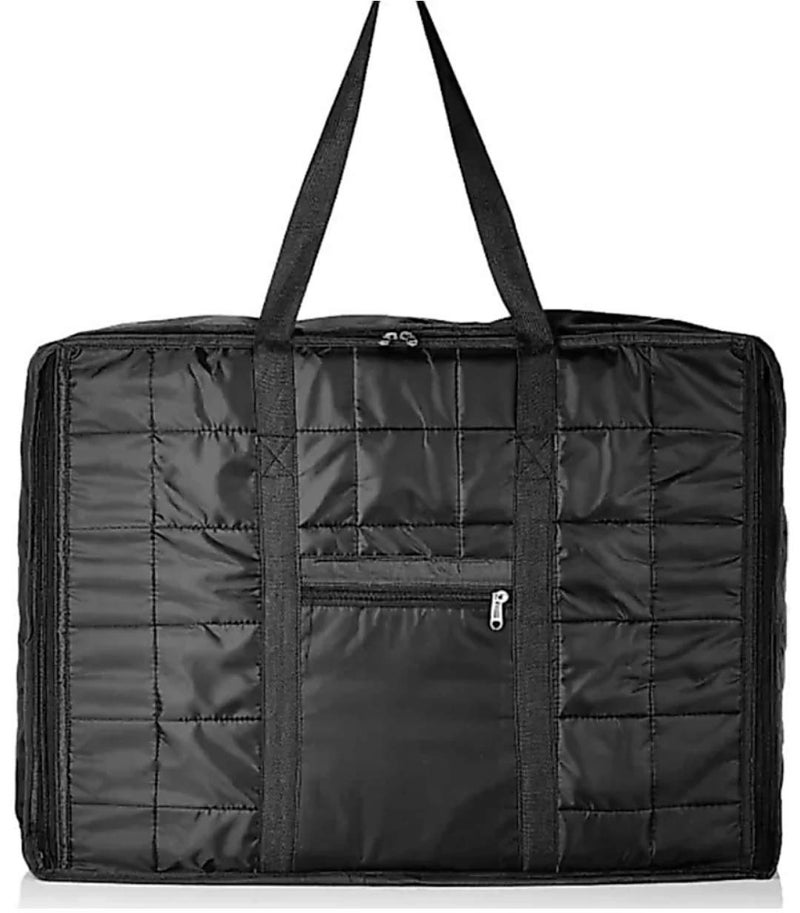 CUSTOMARY Nylon Double Bed Blanket Bag Cover/Saree Bag/Household Storage Bag With Water Proof Dust Proof (Pack Of 1) (Black) - Image 2