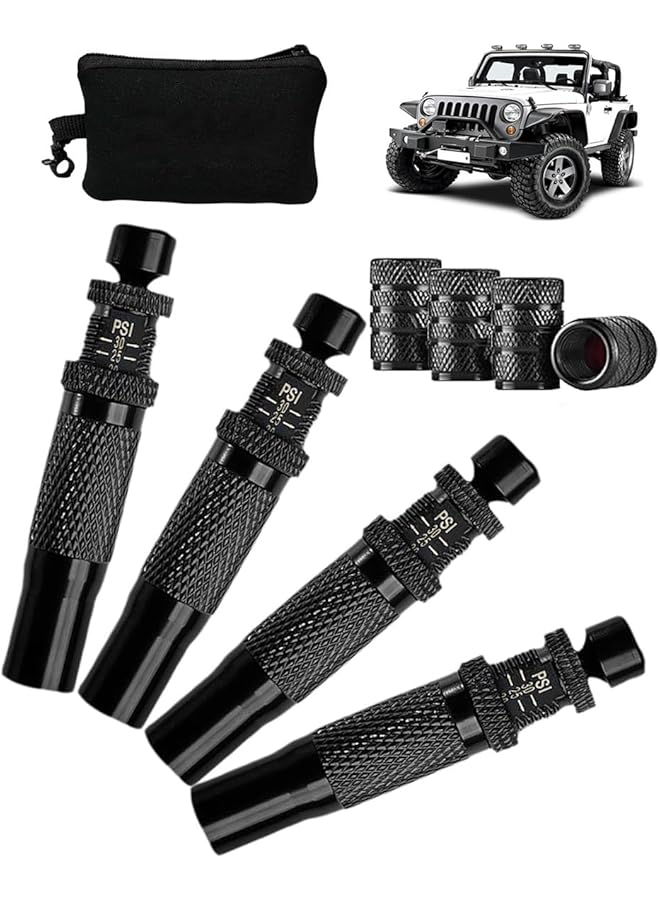 أوزيغالور 4 قطع من أداة ضغط هواء الإطارات اللولبية للمركبات على الطرق الوعرة 4X4، مجموعة صمام تفريغ هواء الإطارات القابل للتعديل والتوقف التلقائي - Image 1