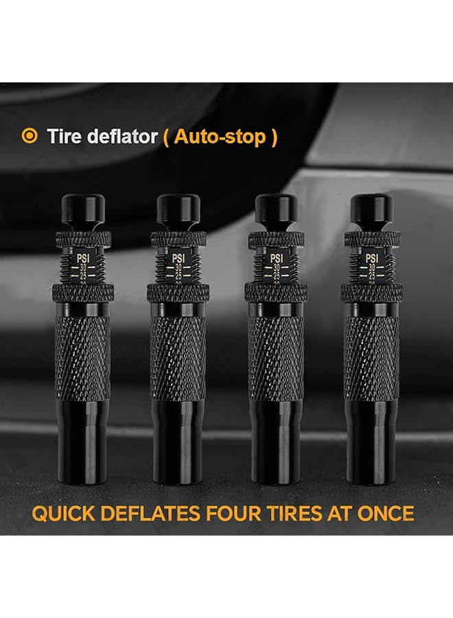 أوزيغالور 4 قطع من أداة ضغط هواء الإطارات اللولبية للمركبات على الطرق الوعرة 4X4، مجموعة صمام تفريغ هواء الإطارات القابل للتعديل والتوقف التلقائي - Image 2