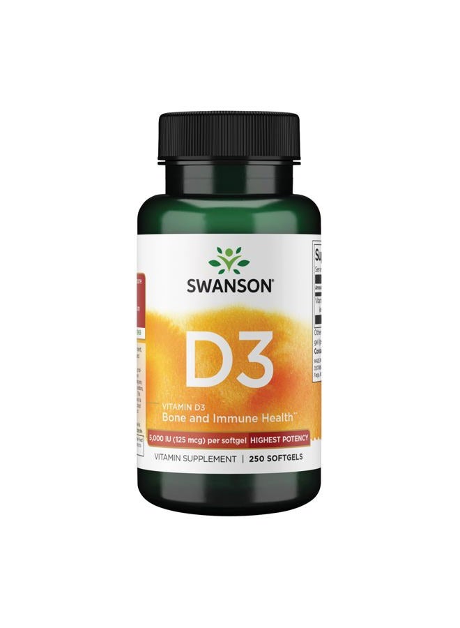 SWANSON Highest Potency Vitamin D-3 5,000 Iu 250 Sgels - Image 1