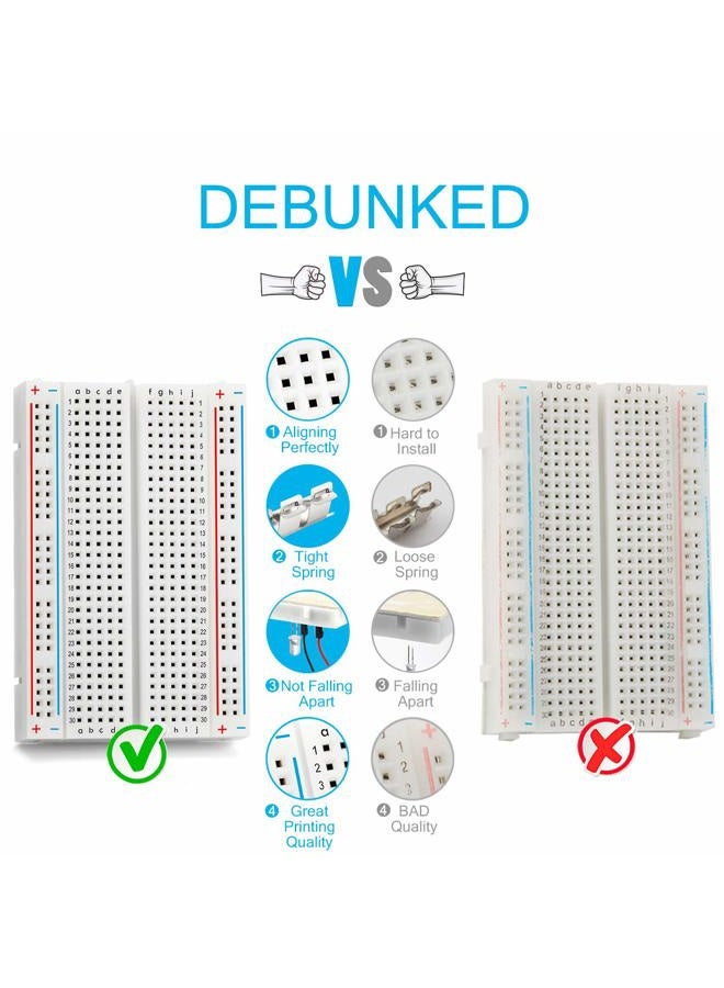 Chanzon 3 pcs Breadboard with 400 Tie Points (BB-801) Solderless Prototype Kit Universal PCB Bread Board Plus 2 Power Rail and Adhesive Back for Small DIY Kits Arduino Proto Raspberry rasp Pi Project - Image 2