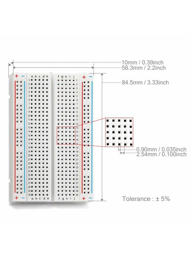 Chanzon 3 pcs Breadboard with 400 Tie Points (BB-801) Solderless Prototype Kit Universal PCB Bread Board Plus 2 Power Rail and Adhesive Back for Small DIY Kits Arduino Proto Raspberry rasp Pi Project - Image 3