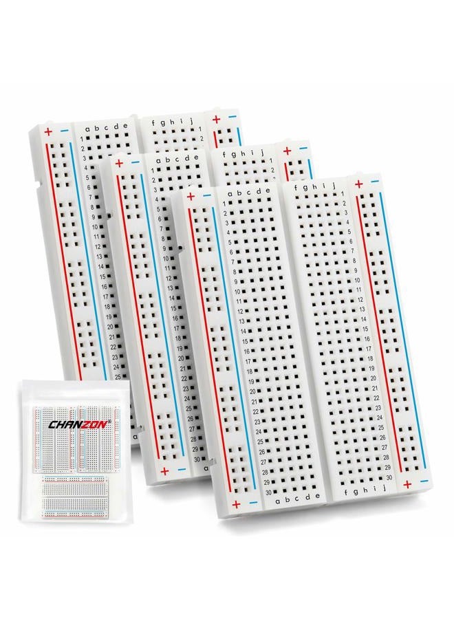 Chanzon 3 pcs Breadboard with 400 Tie Points (BB-801) Solderless Prototype Kit Universal PCB Bread Board Plus 2 Power Rail and Adhesive Back for Small DIY Kits Arduino Proto Raspberry rasp Pi Project - Image 1