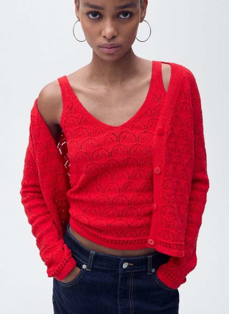 MANGO - Openwork Details Knit Top - Image 1