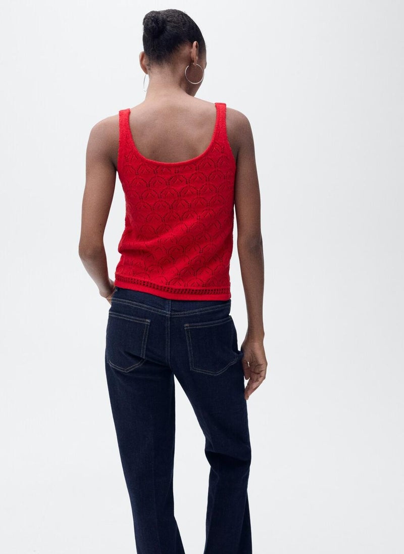 MANGO - Openwork Details Knit Top - Image 1