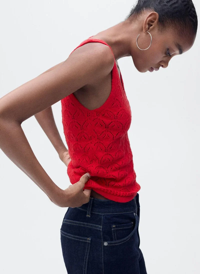 MANGO Openwork Details Knit Top
