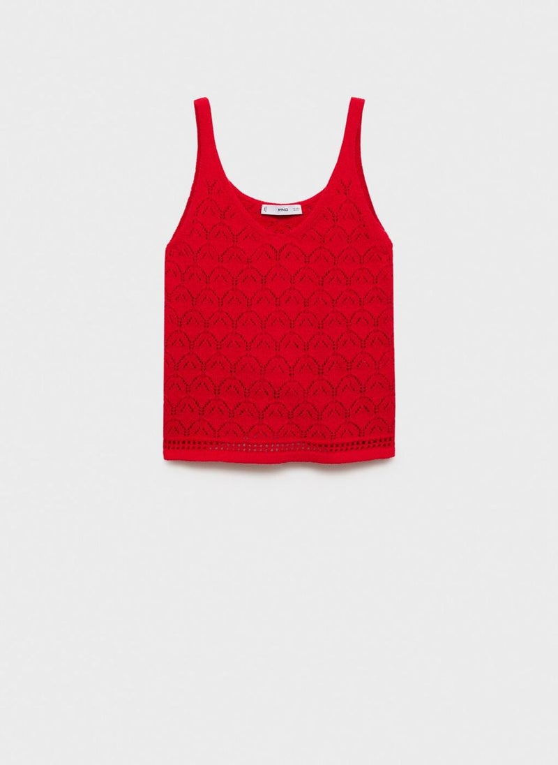 MANGO - Openwork Details Knit Top - Image 1