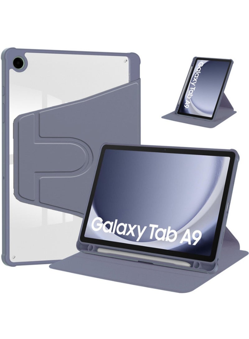 for Samsung Galaxy Tab A9 Case Cover, Tablet Protective Case With Pen Slot, Acrylic 360 ° Rotating Design, Automatic Wake-up/sleep, Soft Leather,Purple  - Image 1