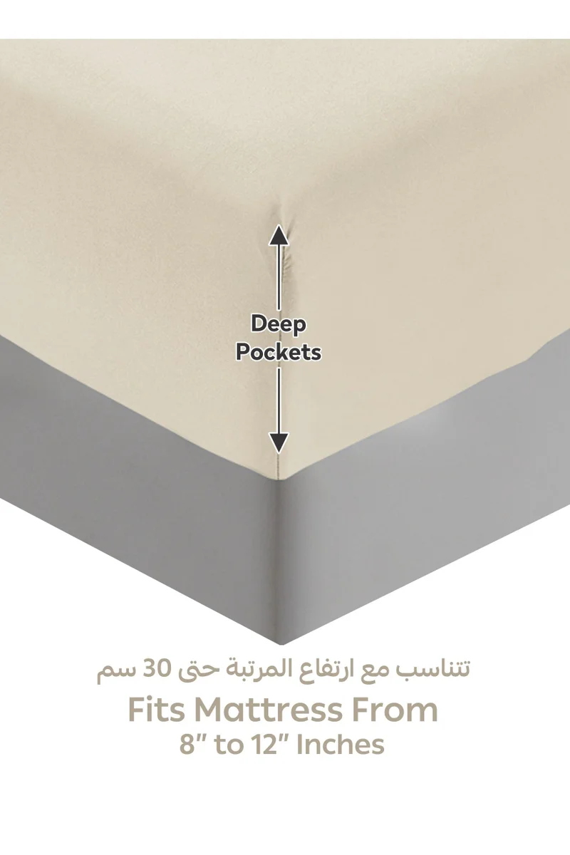 Donetella Bedding Fitted Sheet - Fits 120x200 Cm For Single Bed - 2 Pcs (1 Fitted Sheet and 1 Pillowcases) - 35 Cm Deep Pocket - Solid Bed Sheet