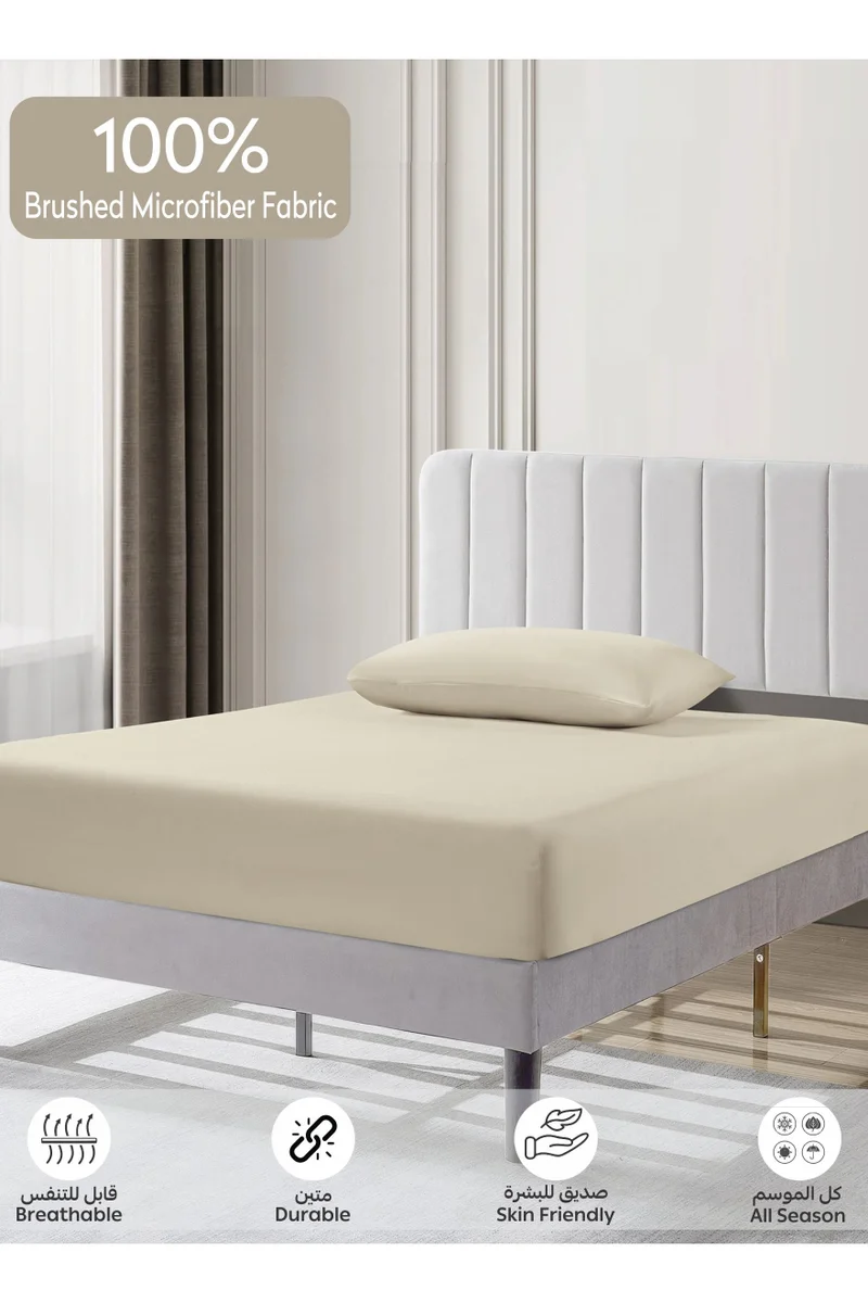 Donetella Bedding Fitted Sheet - Fits 120x200 Cm For Single Bed - 2 Pcs (1 Fitted Sheet and 1 Pillowcases) - 35 Cm Deep Pocket - Solid Bed Sheet