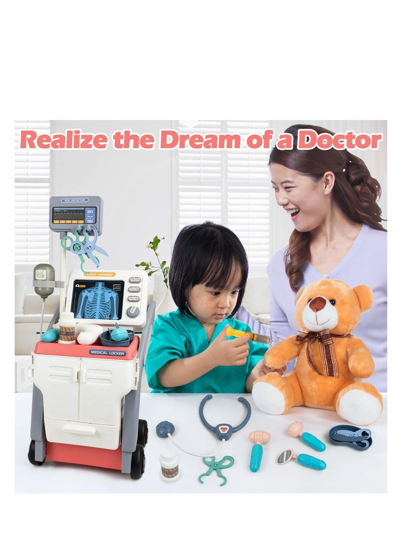 Generic - Kids Medical Cart Playset - Toy Doctor Kit with Realistic Sounds, Mobile Medical Station for Pretend Play, Perfect Gift for Toddlers 3-5, Ideal for Boys and Girls (Pink) - Image 1