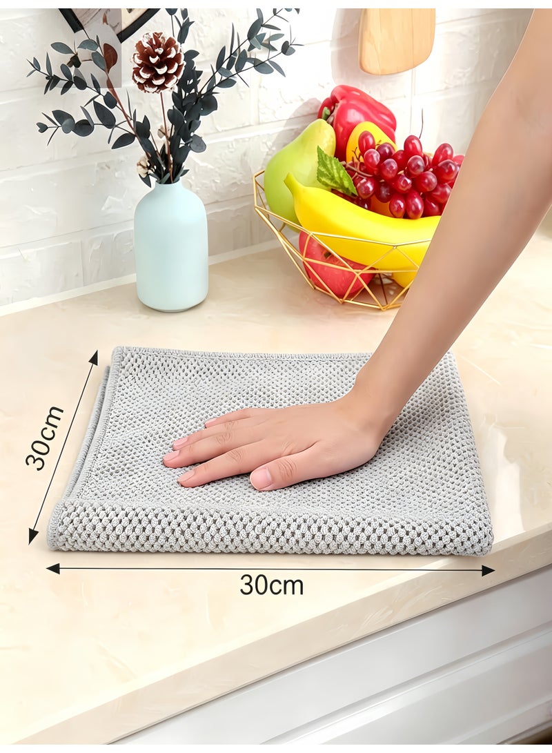 6-Pack100% Cotton Kitchen Dish Cloths,  for Washing Dishes, Wiping Kitchen, Drying Utensils, Quick-Drying Kitchen Towels, Highly Absorbent ，Microfiber,Soft Absorbent Dish Cloths - 12x12 Inch, Three Colors - Image 2