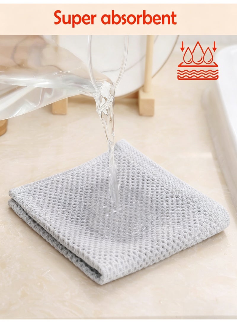 6-Pack100% Cotton Kitchen Dish Cloths,  for Washing Dishes, Wiping Kitchen, Drying Utensils, Quick-Drying Kitchen Towels, Highly Absorbent ，Microfiber,Soft Absorbent Dish Cloths - 12x12 Inch, Three Colors - Image 5